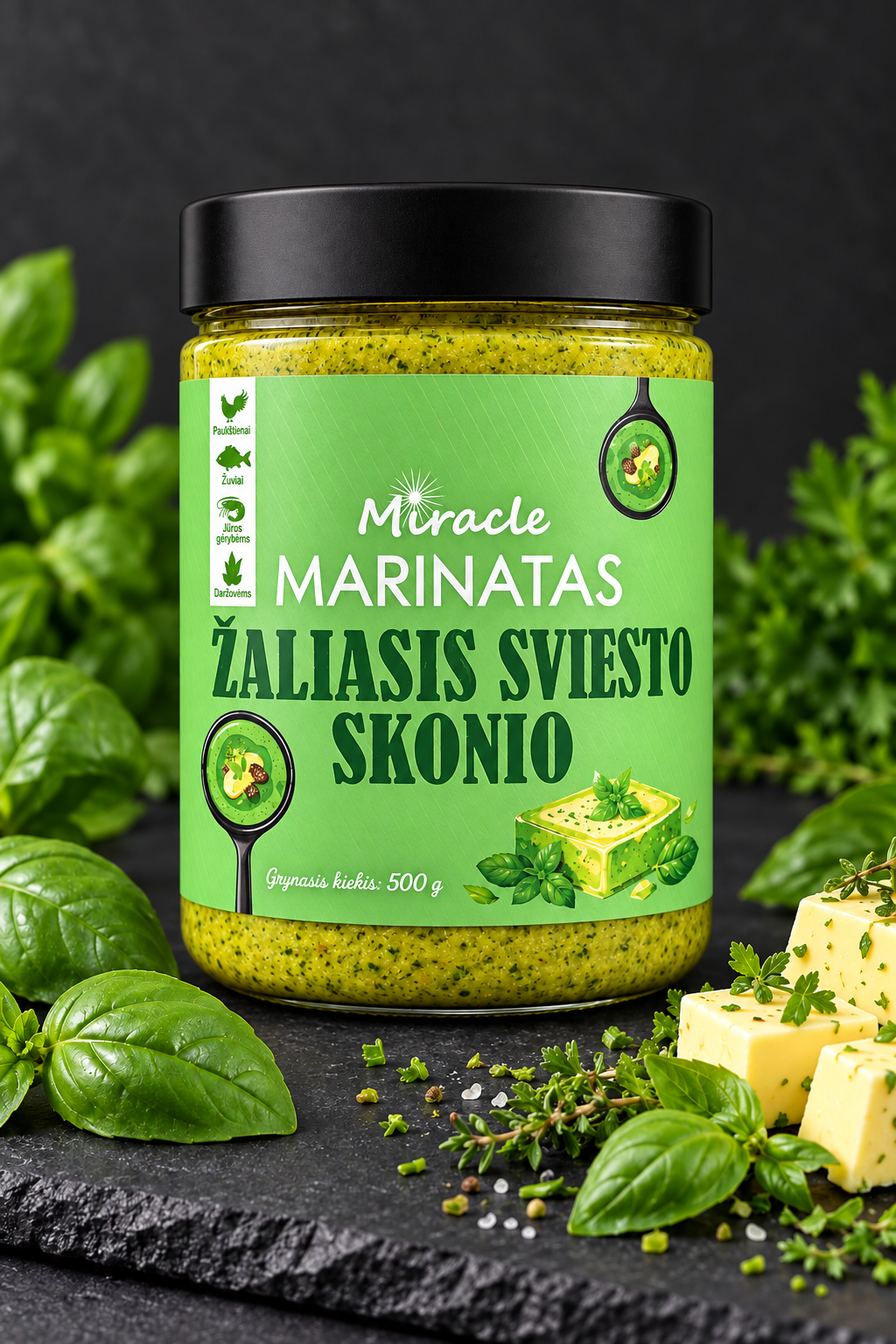 Miracle Marinatas Žaliasis Sviesto Skonio – matinis
