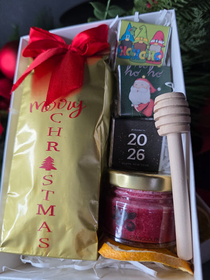 Kalėdinė arbatos ir medaus dovanų dėžutė